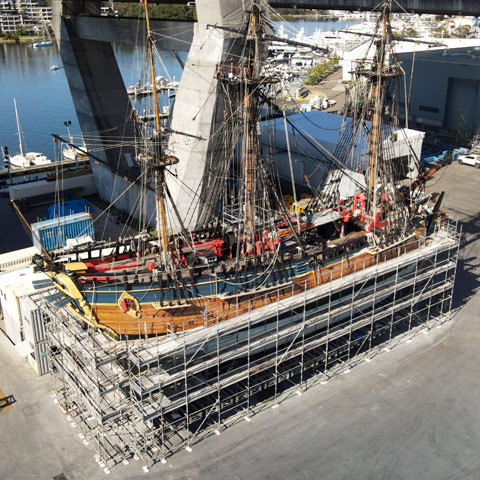 Scaffolding HMB Endeavour Replica - Stronghold Hire Sydney