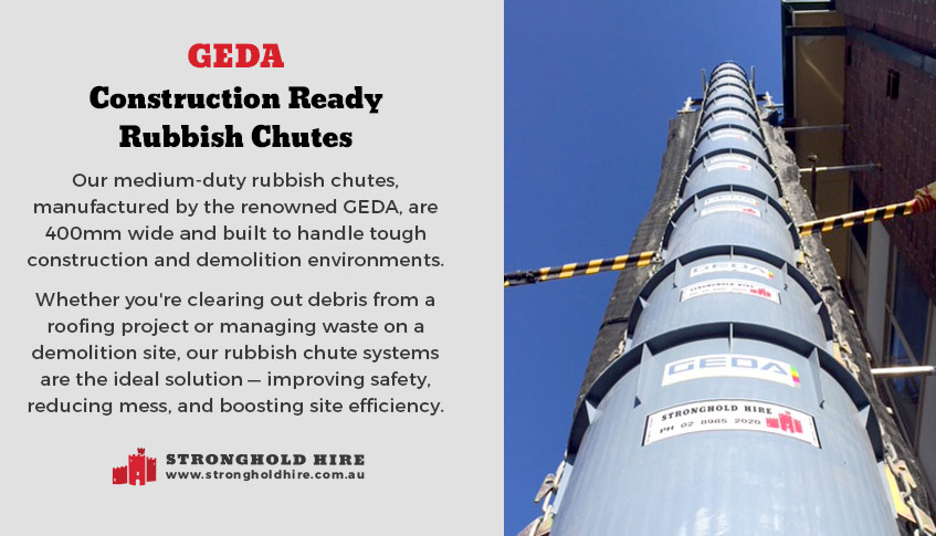 Hire Construction Ready Rubbish Chutes Geda Sydney - Stronghold Hire