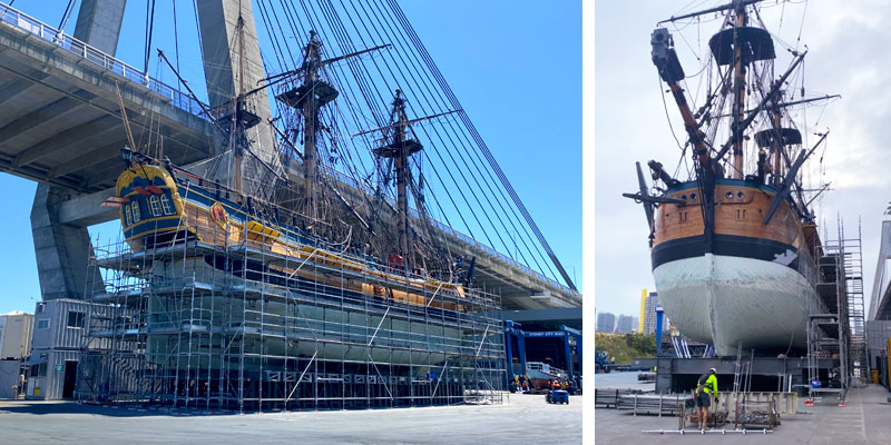 HMB Endeavour Replica - Hire Scaffolding - Stronghold Hire Sydney