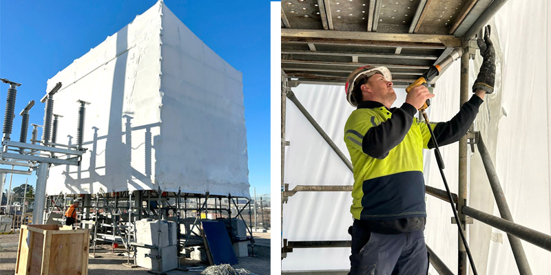 Shrink Wrapped Scaffolding Kemps Creek Substation