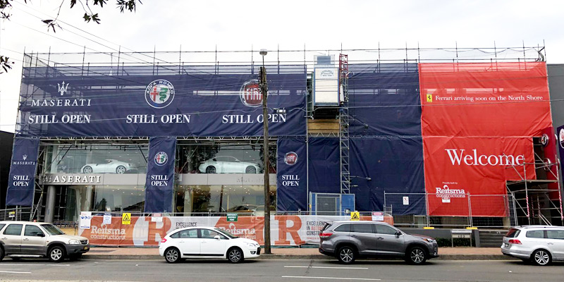 Ferrari Showroom, Artarmon - Commercial Scaffolding Project - Stronghold Hire