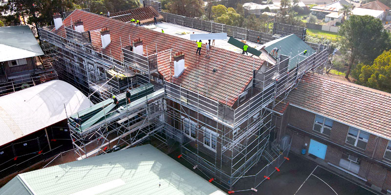 Scaffolding Public School Roof Restoration Sydney