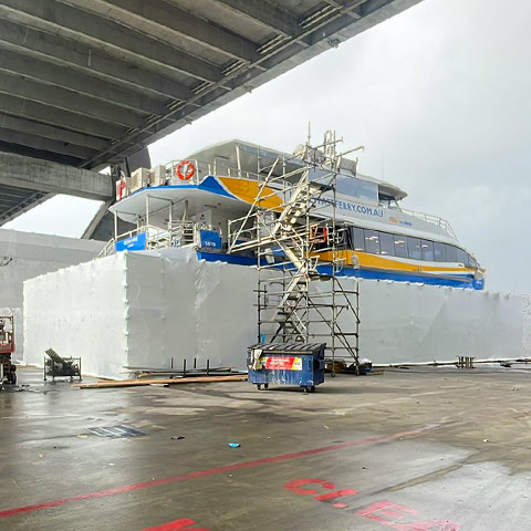 Shrink Wrap Encapsulation Catamaran Sydney - Stronghold Hire Feature