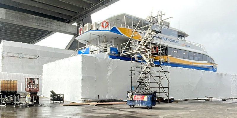 Shrink Wrap Hull Repairs Catamaran Sydney