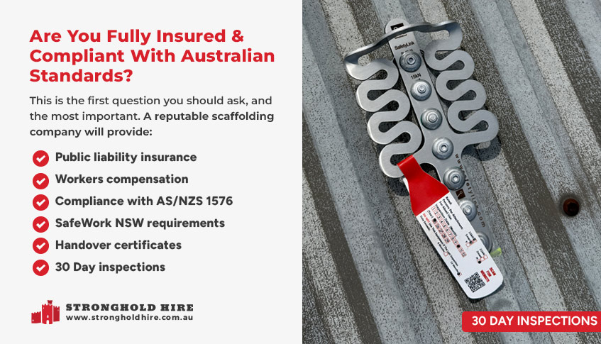 Are you fully insured and compliant with Australian Standards - Stronghold Hire
